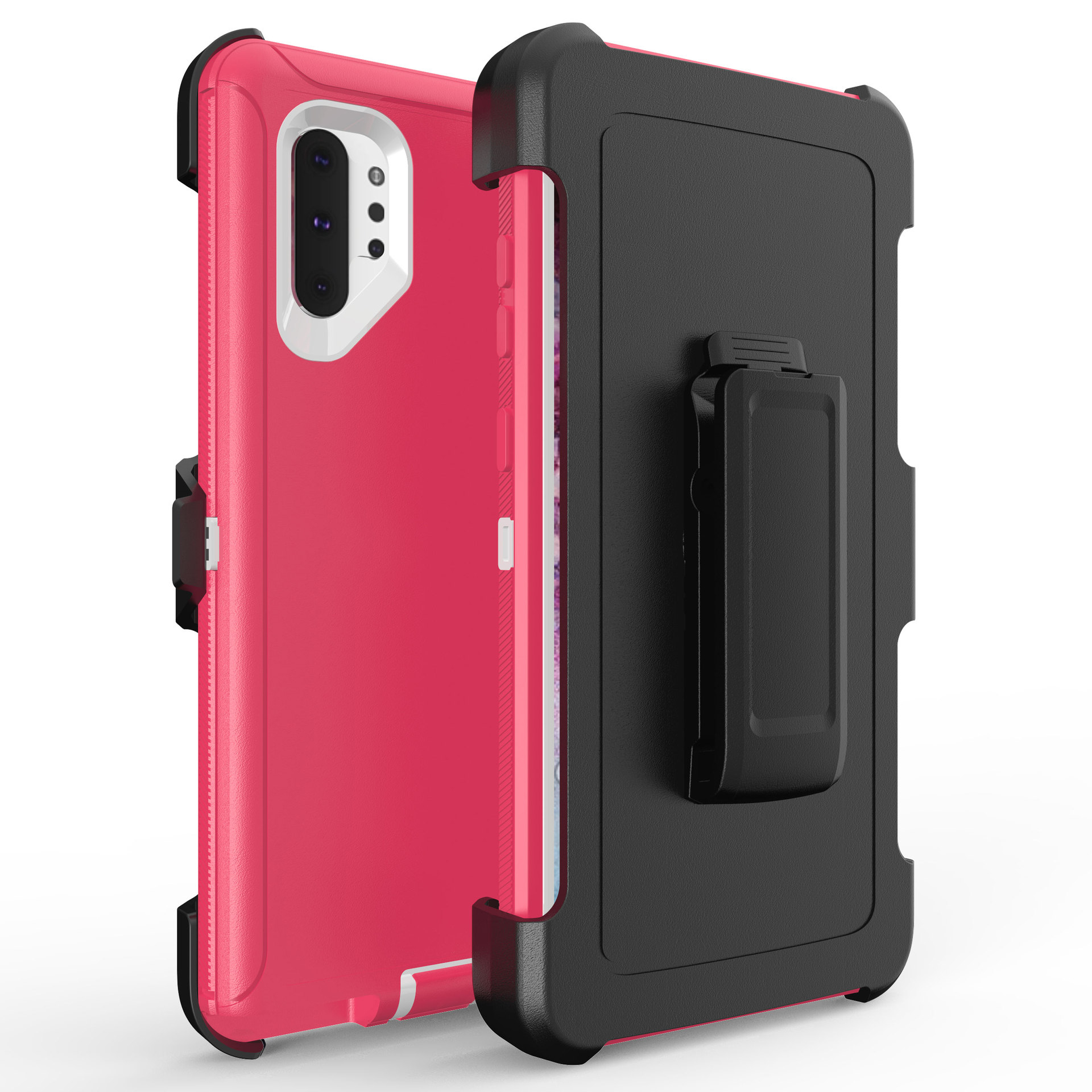 Galaxy Note 10 Armor Robot Case with Clip (Hot Pink White)
